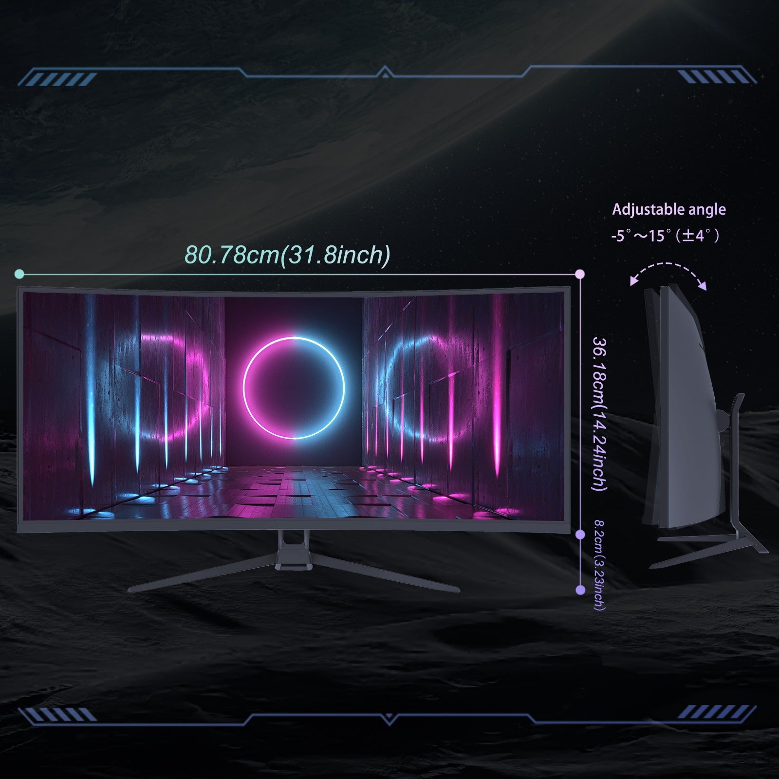 34 Inch Ultrawide Curved 144Hz or 120Hz Gaming Computer Monitor 1500R PC Screen、21:9 UWQHD (3440x1440), Adaptive Sync, 178° Viewing Angle,Display Port、Compatible with Wall mounting - Black