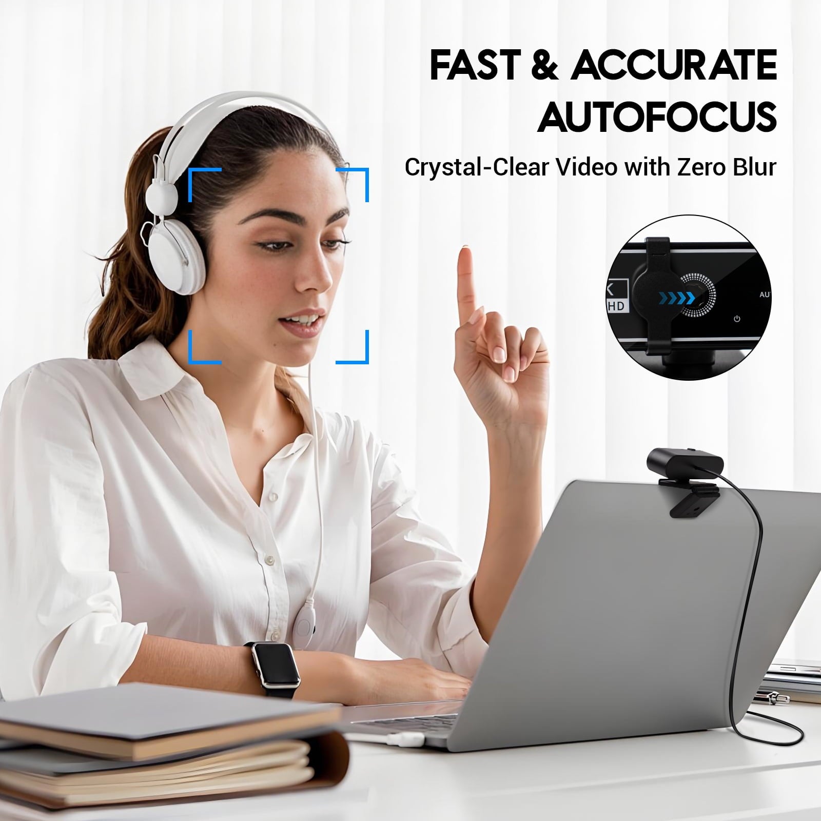 Webcam 4K HD USB Autofocus PC Webcam with Dual Mics for Xbox Laptop Co