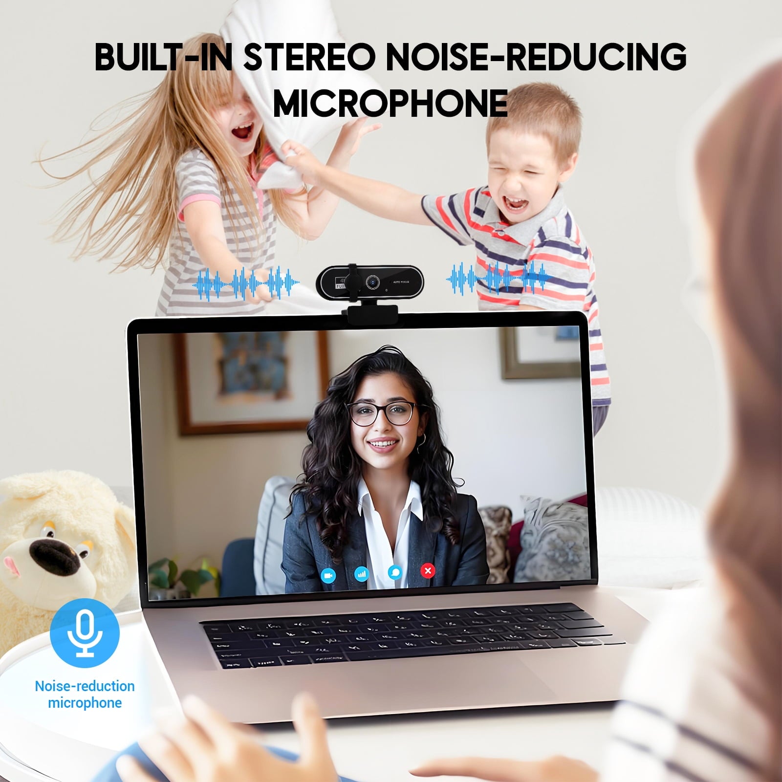 Webcam 4K HD USB Autofocus PC Webcam with Dual Mics for Xbox Laptop Co