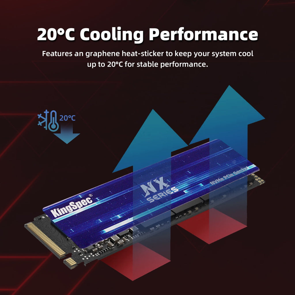 KingSpec NX 512GB Gen3x4 NVMe M.2 SSD -Up to 3500MB/s, 3D NAND Flash M