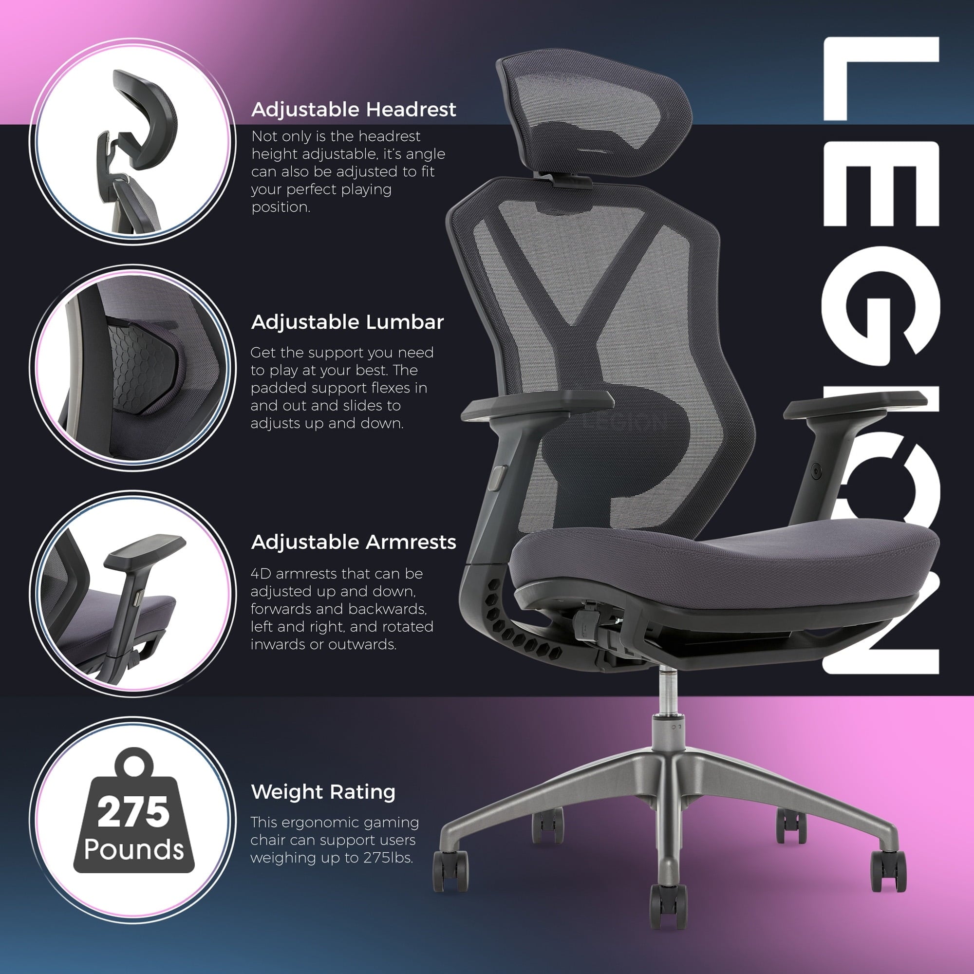 Lenovo Legion Mesh Gaming Chair Space Gray