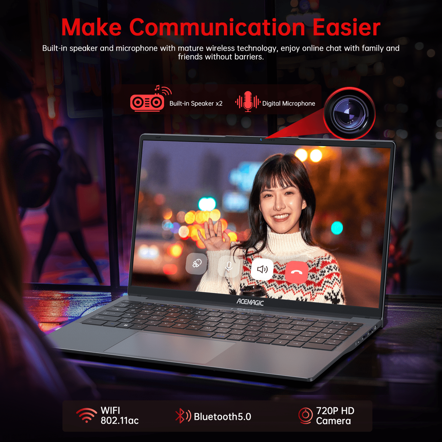 ACEMAGIC 15.6'' FHD Gaming Laptop AMD Ryzen 7 5700U up to 4.3GHz 16GB