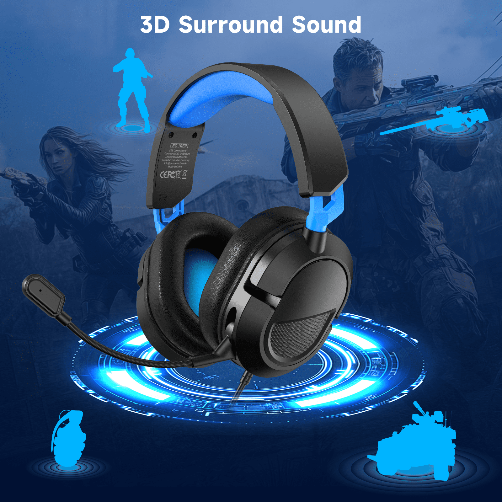 FONHAID Gaming Headset for PS5, PS4, PC, Laptop, Switch, MAC, Xbox Hea