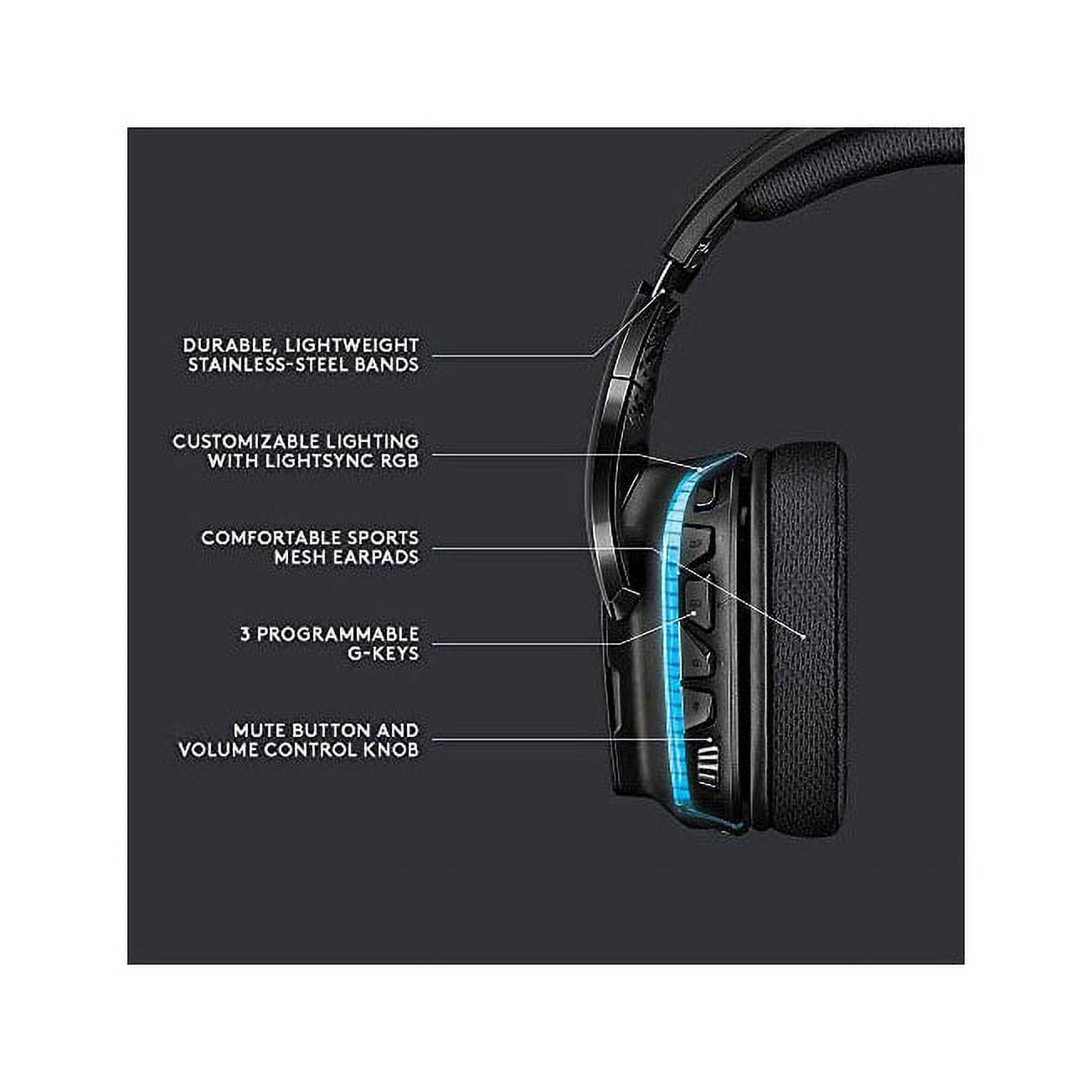 Logitech G635 DTS, X 7.1 Surround Sound LIGHTSYNC RGB PC Gaming Headse