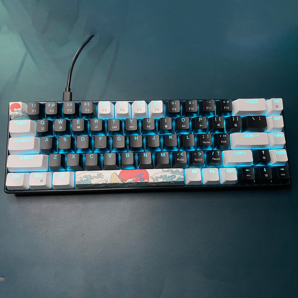 Portable 60% Mechanical Gaming Keyboard, Ice Blue LED Backlit Compact 68 Keys Mini Wired Office Keyboard With Blue Switch For Windows Laptop PC For Mac Gift For Birthday/Easter/President's Day/Boy/Girlfriends