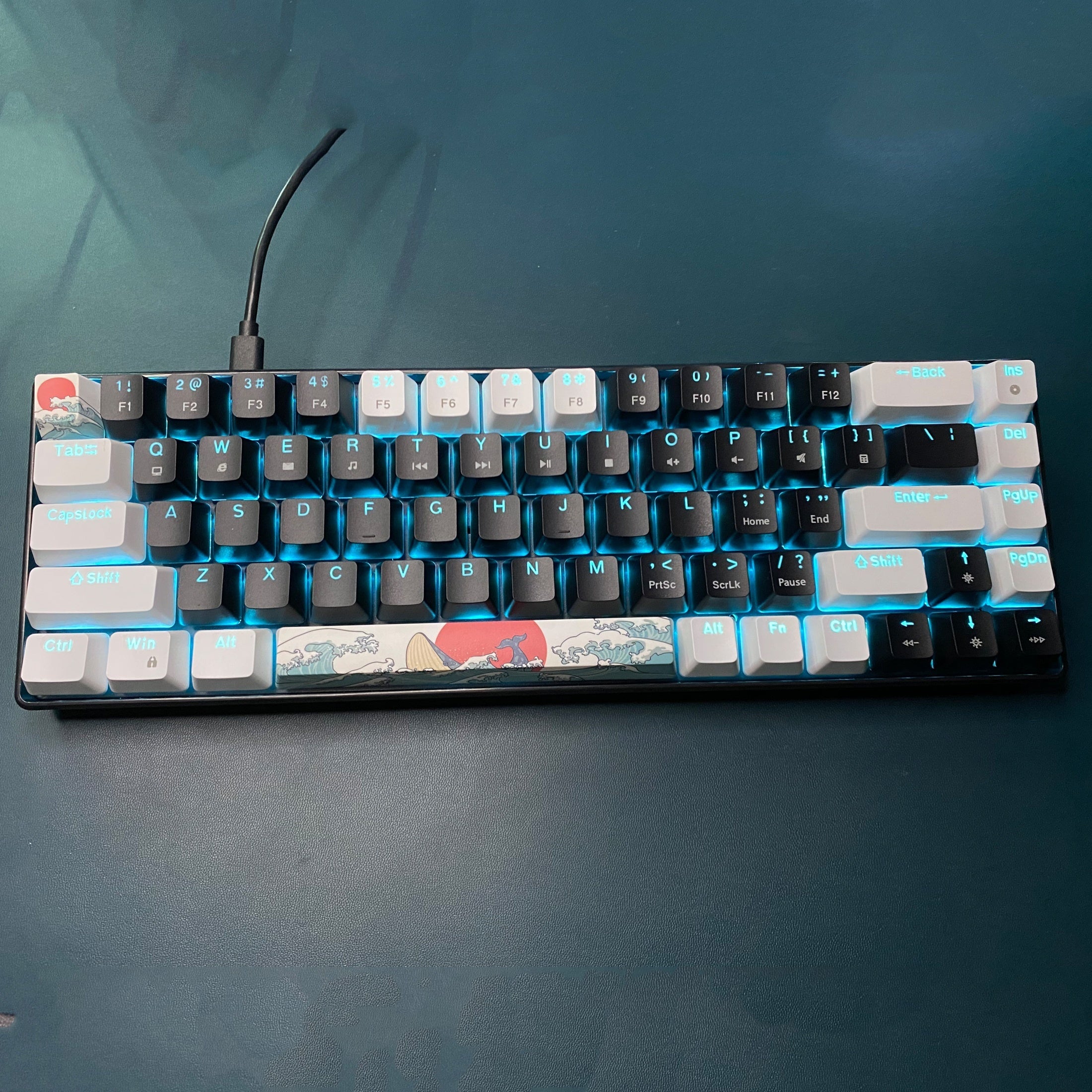 Portable 60% Mechanical Gaming Keyboard, Ice Blue LED Backlit Compact 68 Keys Mini Wired Office Keyboard With Blue Switch For Windows Laptop PC For Mac Gift For Birthday/Easter/President's Day/Boy/Girlfriends