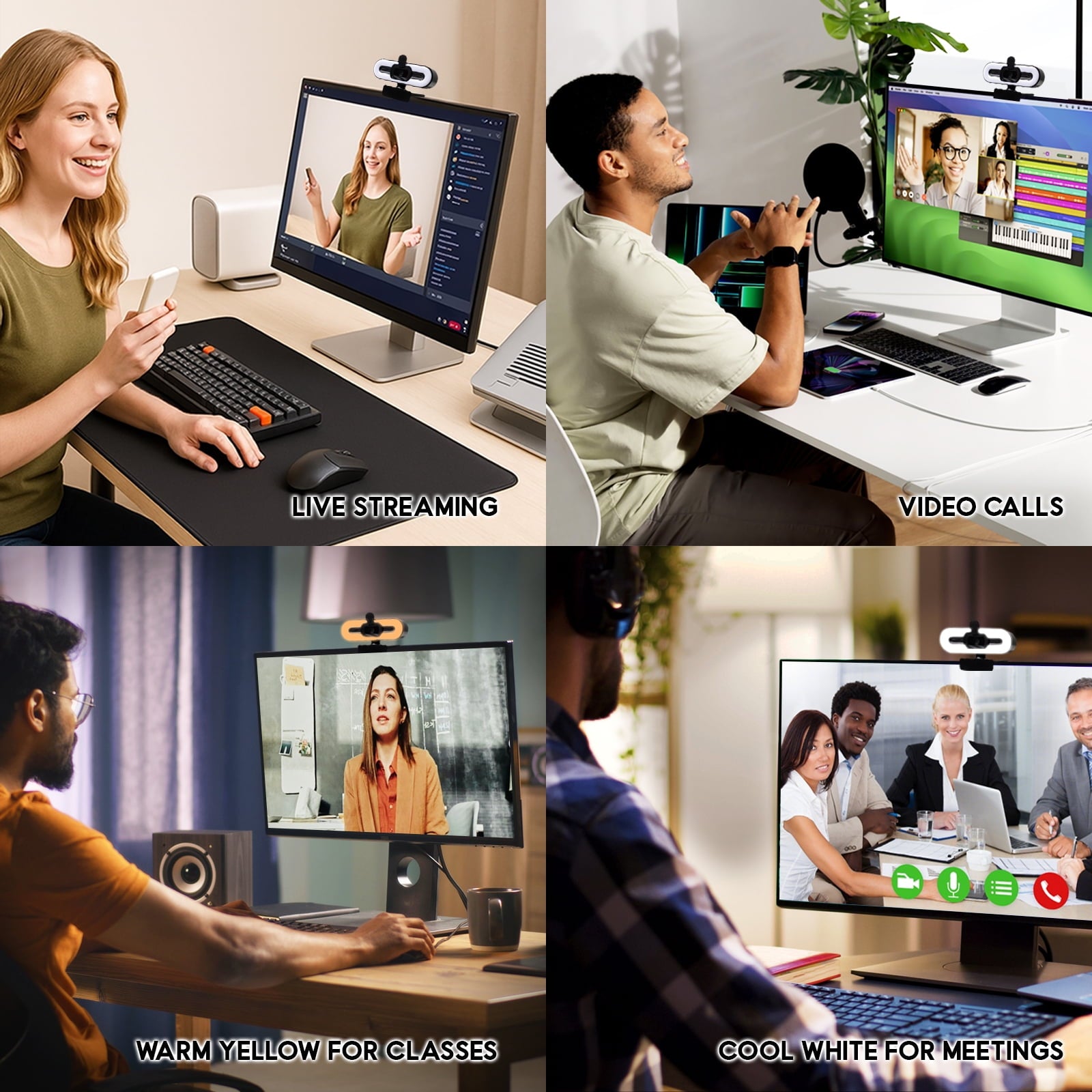 Webcam 4K HD USB Autofocus PC Webcam with Dual Mics for Xbox Laptop Co