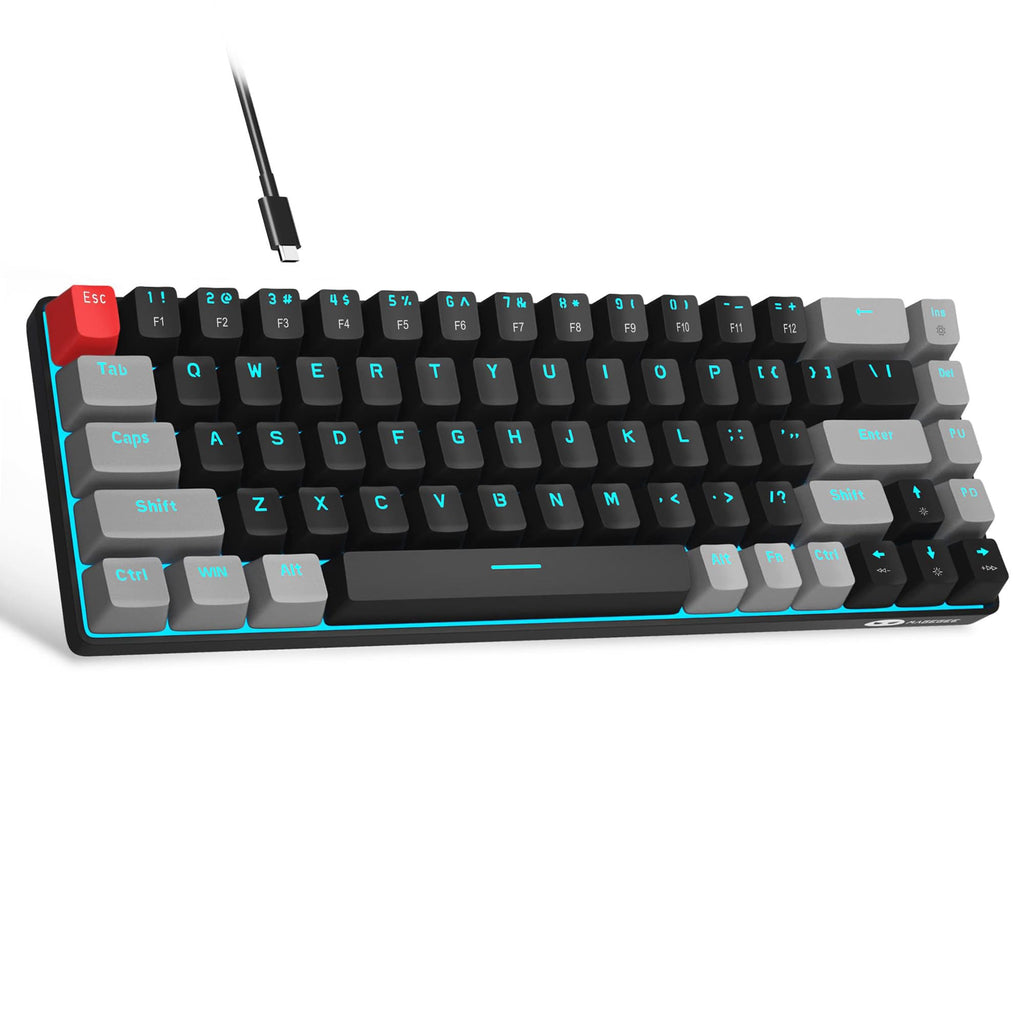 MageGee Portable 60% Mechanical Gaming Keyboard, MK-Box LED Backlit Compact 68 Keys Mini Wired Office Keyboard with Blue Switch for Windows Laptop PC Mac Black/Grey