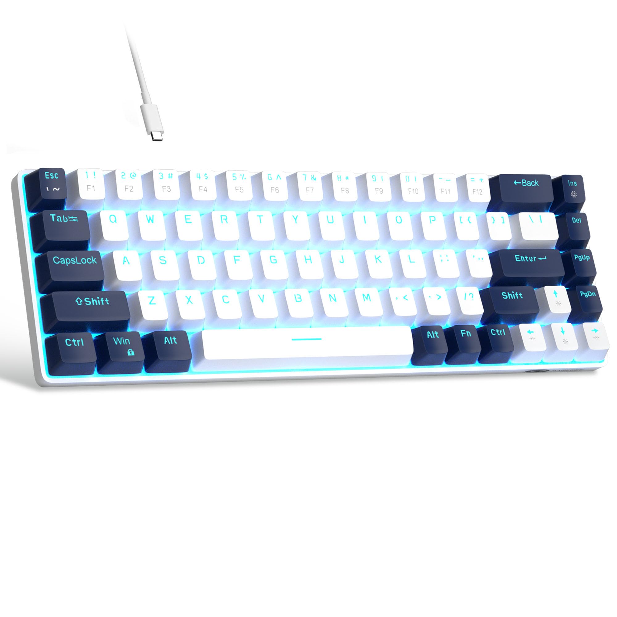 MageGee Portable 60% Mechanical Gaming Keyboard, MK-Box LED Backlit Compact 68 Keys Mini Wired Office Keyboard with Blue Switch for Windows Laptop PC Mac Black/Grey