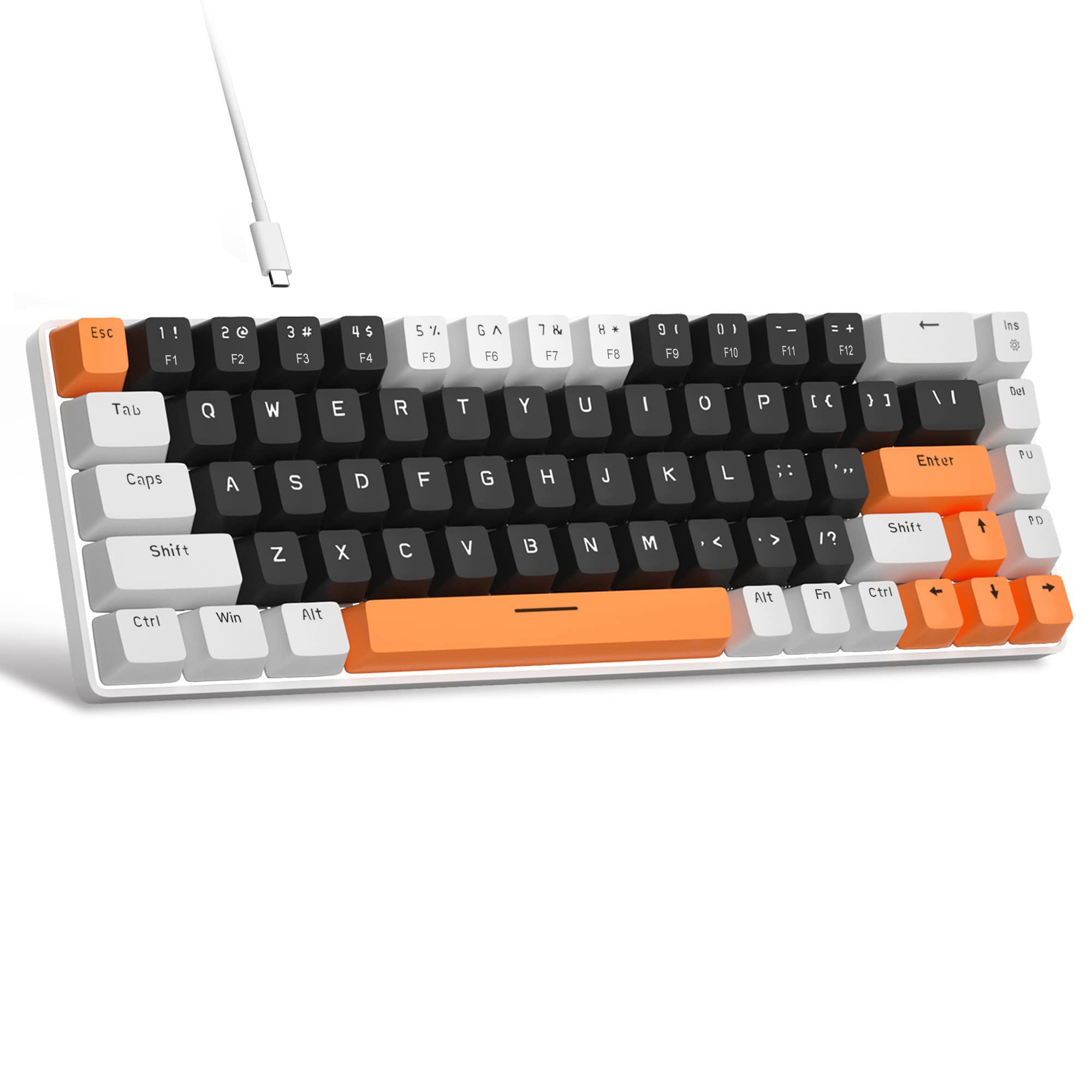 MageGee Portable 60% Mechanical Gaming Keyboard, MK-Box LED Backlit Compact 68 Keys Mini Wired Office Keyboard with Blue Switch for Windows Laptop PC Mac Black/Grey