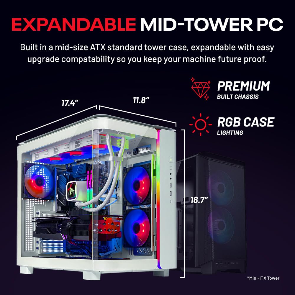 Skytech Archangel Gaming PC Desktop, Ryzen 7 5700 3.7 GHz (4.6GHz Turbo Boost), AMD RX 6600 8GB GDDR6, 1TB SSD, 16GB DDR4 RAM 3200, 650W Gold PSU, Wi-Fi, Win 11 Home