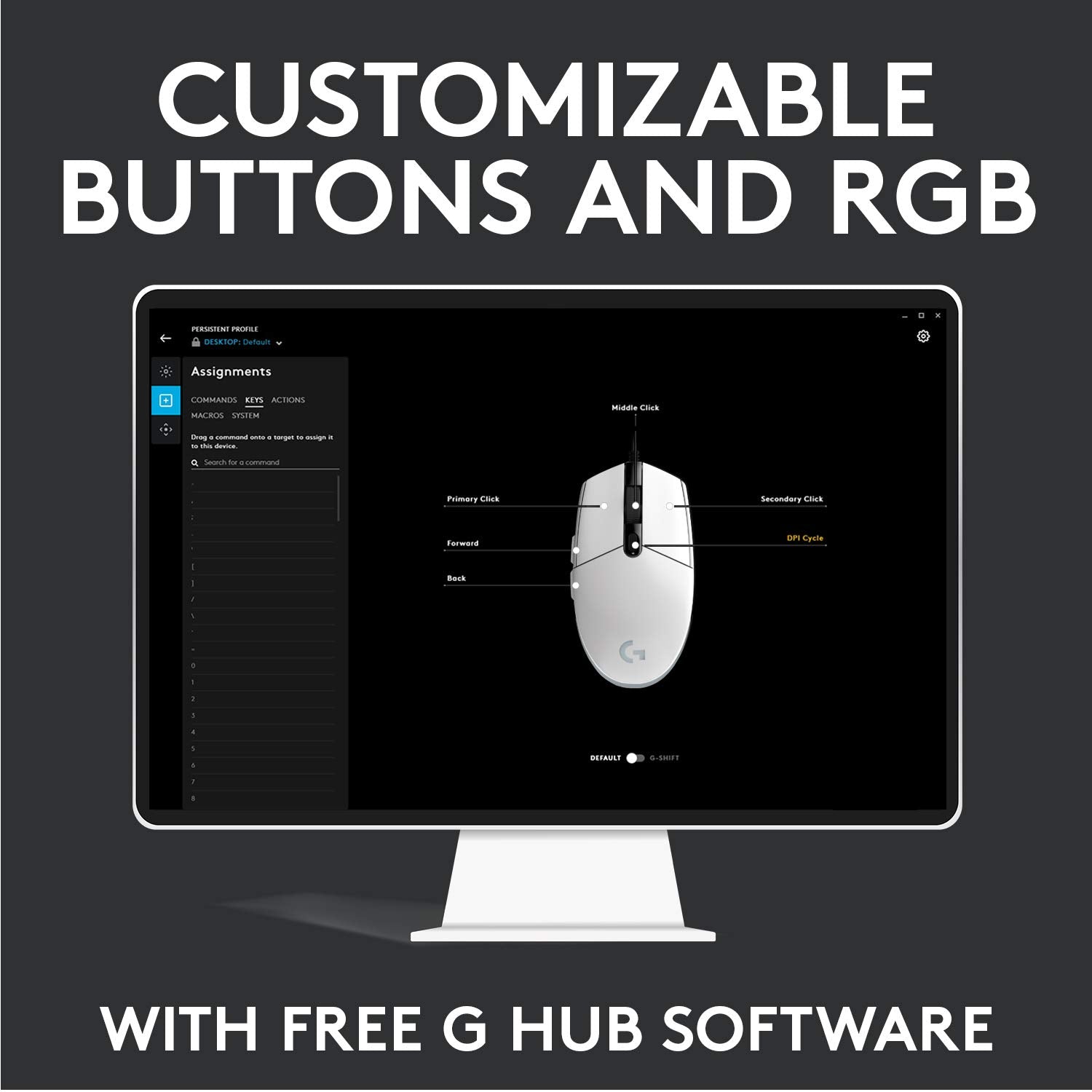 Logitech G203 Wired Gaming Mouse, 8,000 DPI, Rainbow Optical Effect LIGHTSYNC RGB, 6 Programmable Buttons, On-Board Memory, Screen Mapping, PC/Mac Computer and Laptop Compatible - Black