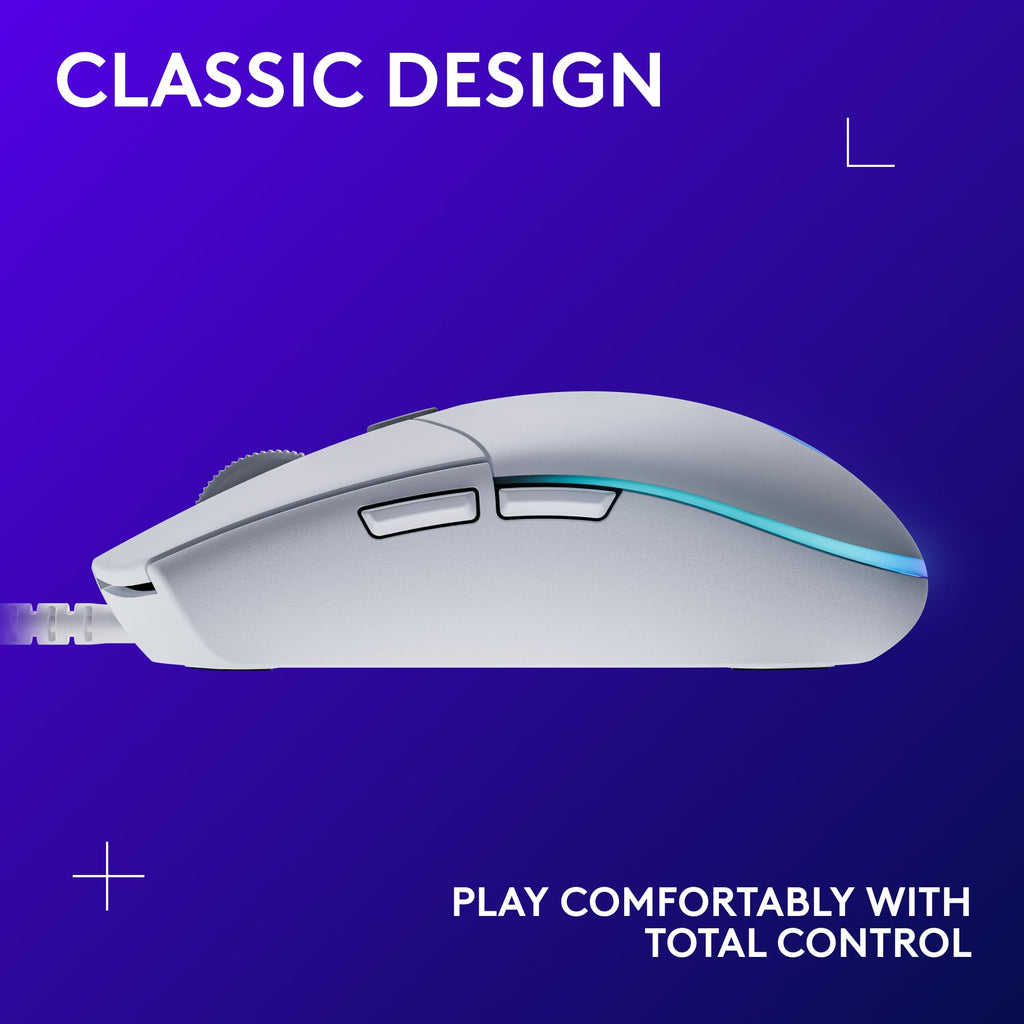 Logitech G203 Wired Gaming Mouse, 8,000 DPI, Rainbow Optical Effect LIGHTSYNC RGB, 6 Programmable Buttons, On-Board Memory, Screen Mapping, PC/Mac Computer and Laptop Compatible - Black