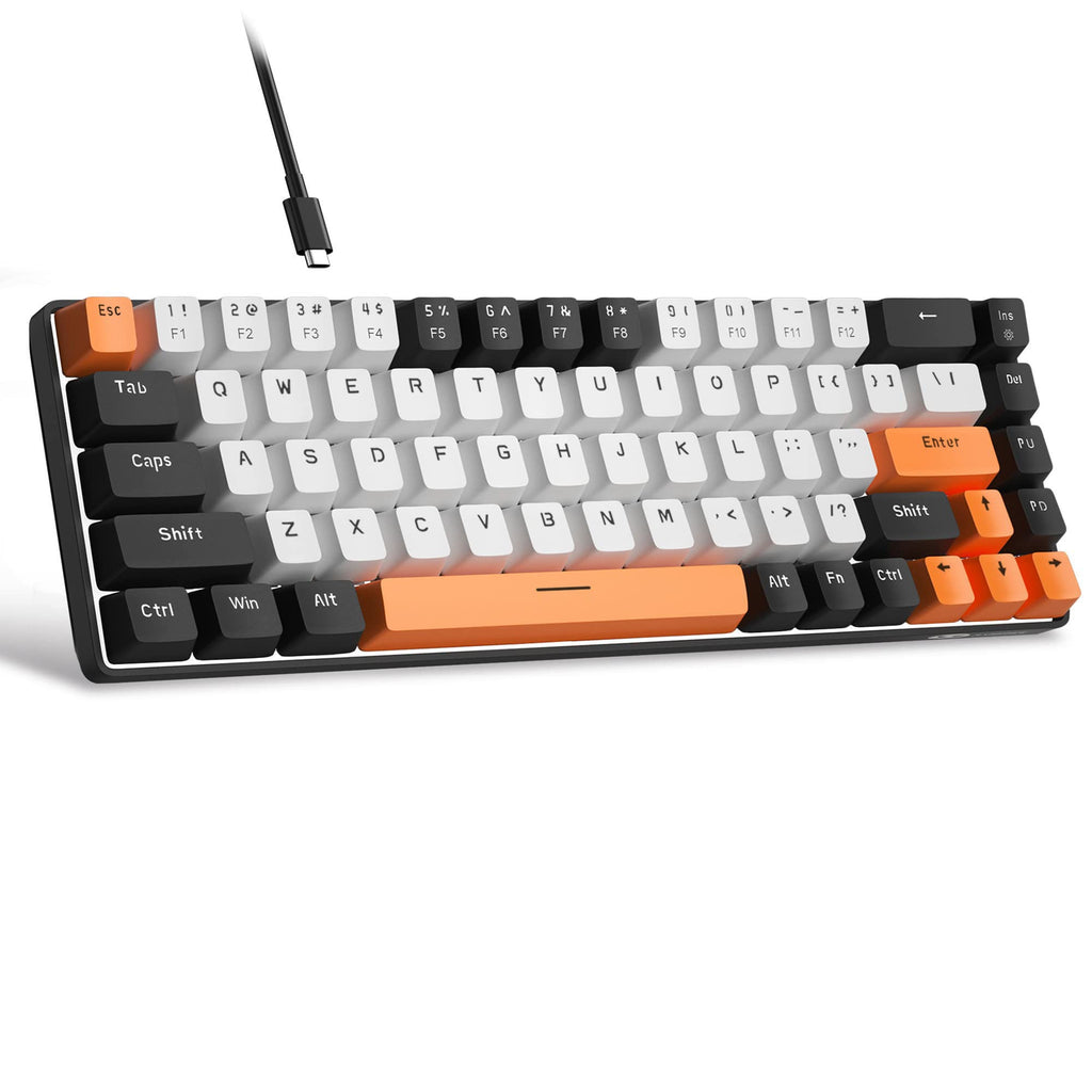 MageGee Portable 60% Mechanical Gaming Keyboard, MK-Box LED Backlit Compact 68 Keys Mini Wired Office Keyboard with Blue Switch for Windows Laptop PC Mac Black/Grey