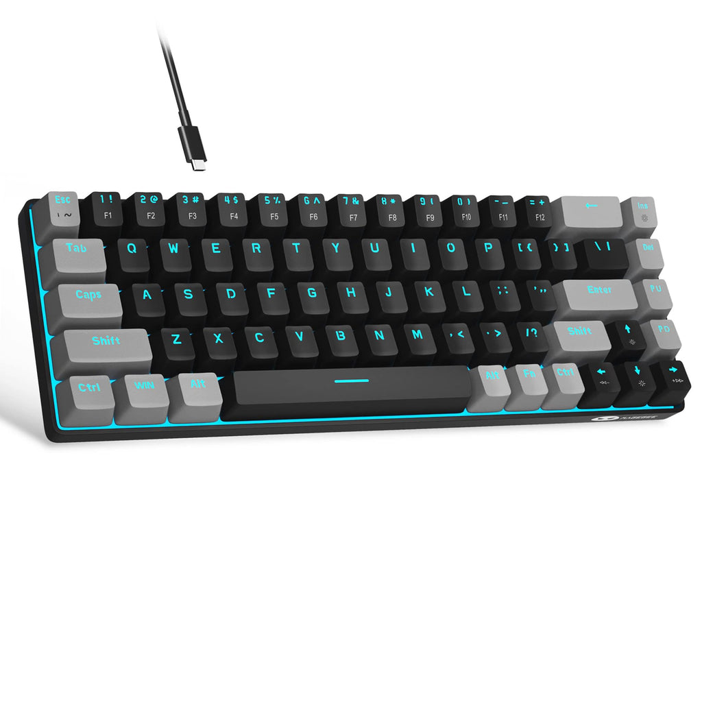 MageGee Portable 60% Mechanical Gaming Keyboard, MK-Box LED Backlit Compact 68 Keys Mini Wired Office Keyboard with Blue Switch for Windows Laptop PC Mac Black/Grey