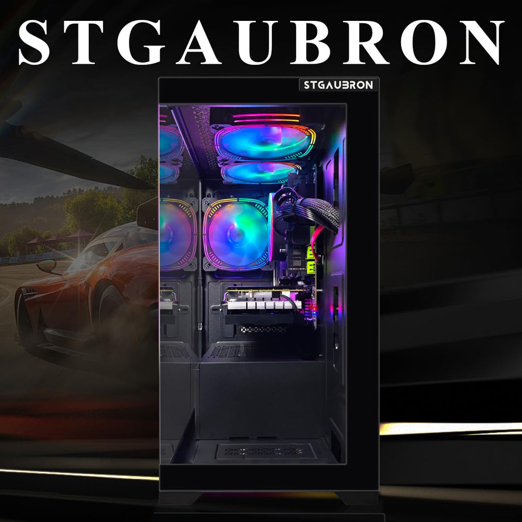 STGAubron Gaming PC Computer Desktop, Intel Core i7 up to 3.9GHz, Radeon RX 580 8G GDDR5, 16G RAM, 512G SSD, WiFi, BT 5.0, RGB Fan x6, Windows 10 Home