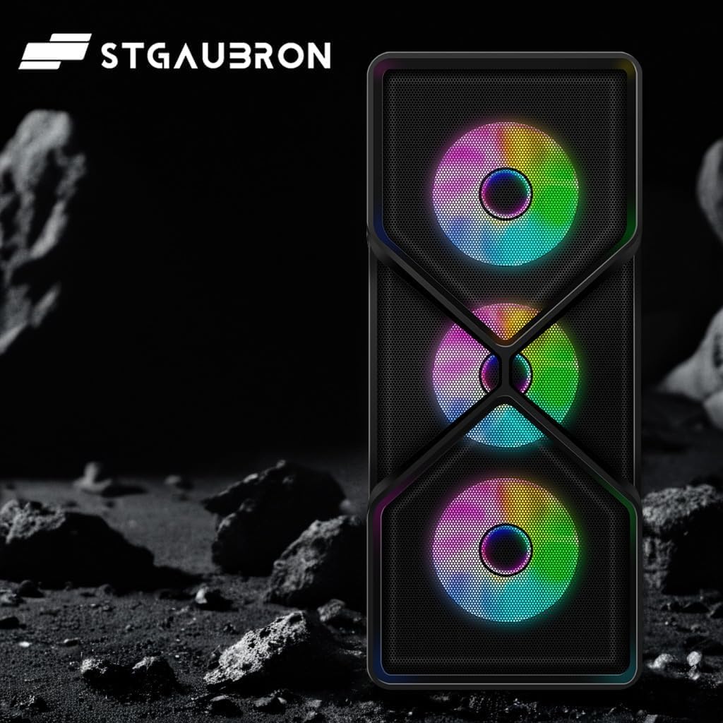 STGAubron Gaming PC Computer Desktop, Intel Core i7 up to 3.9GHz, Radeon RX 580 8G GDDR5, 16G RAM, 512G SSD, WiFi, BT 5.0, RGB Fan x6, Windows 10 Home