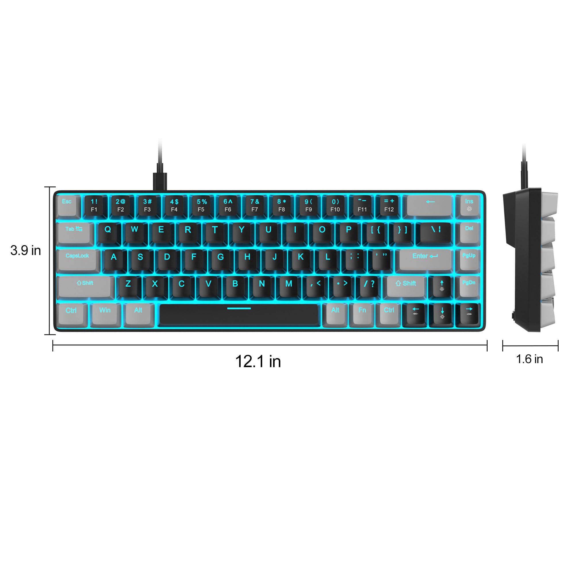MageGee Portable 60% Mechanical Gaming Keyboard, MK-Box LED Backlit Compact 68 Keys Mini Wired Office Keyboard with Blue Switch for Windows Laptop PC Mac Black/Grey
