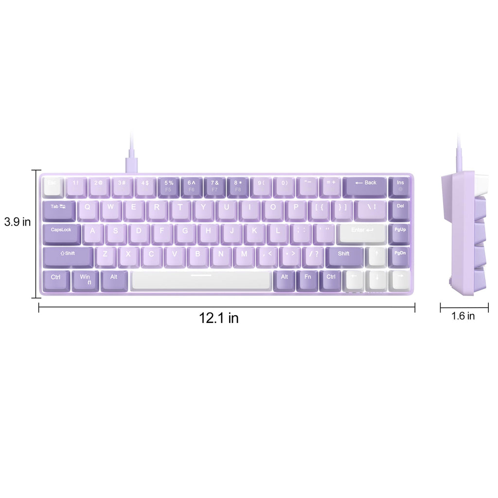 MageGee Portable 60% Mechanical Gaming Keyboard, MK-Box LED Backlit Compact 68 Keys Mini Wired Office Keyboard with Blue Switch for Windows Laptop PC Mac Black/Grey