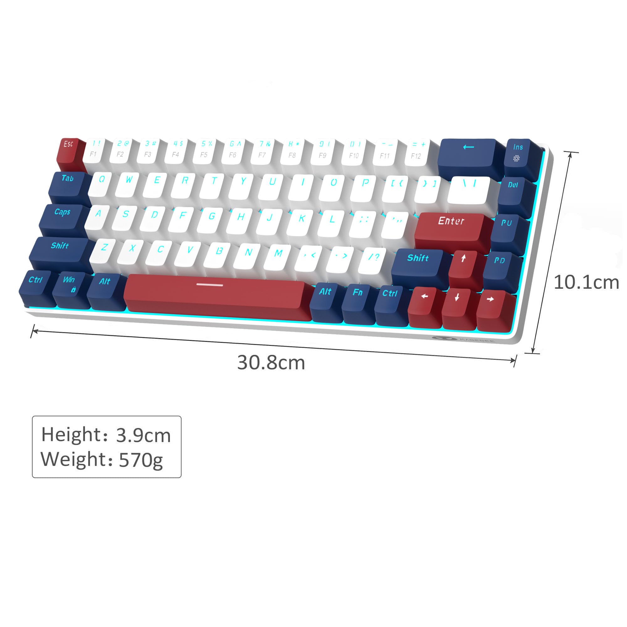 MageGee Portable 60% Mechanical Gaming Keyboard, MK-Box LED Backlit Compact 68 Keys Mini Wired Office Keyboard with Blue Switch for Windows Laptop PC Mac Black/Grey