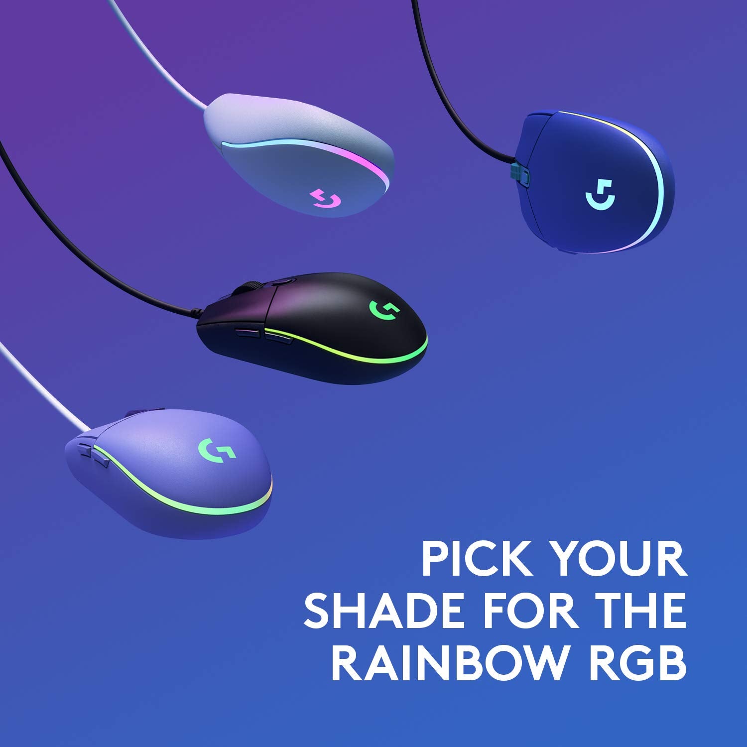 Logitech G203 Wired Gaming Mouse, 8,000 DPI, Rainbow Optical Effect LIGHTSYNC RGB, 6 Programmable Buttons, On-Board Memory, Screen Mapping, PC/Mac Computer and Laptop Compatible - Black