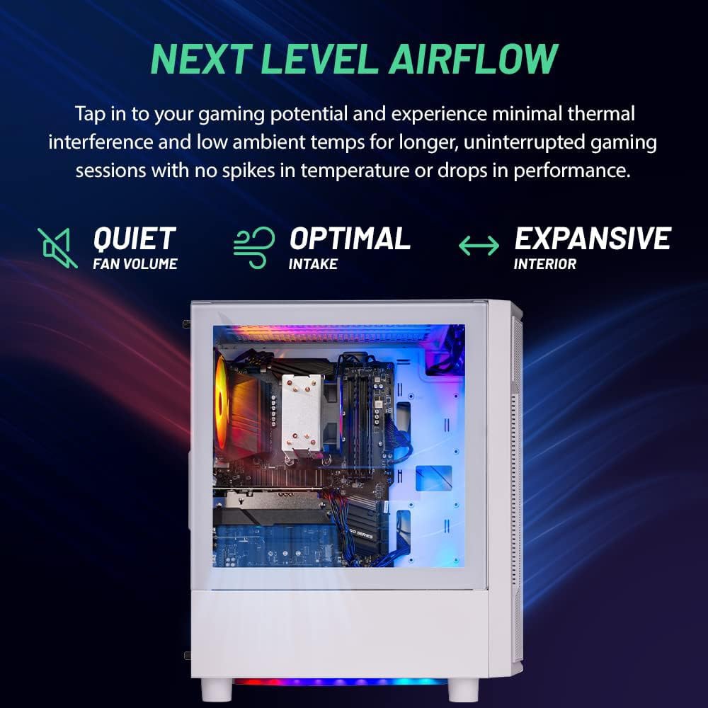 Skytech Archangel Gaming PC Desktop, Ryzen 7 5700 3.7 GHz (4.6GHz Turbo Boost), AMD RX 6600 8GB GDDR6, 1TB SSD, 16GB DDR4 RAM 3200, 650W Gold PSU, Wi-Fi, Win 11 Home