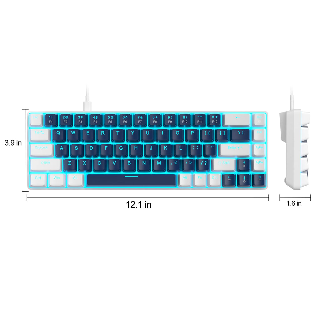 MageGee Portable 60% Mechanical Gaming Keyboard, MK-Box LED Backlit Compact 68 Keys Mini Wired Office Keyboard with Blue Switch for Windows Laptop PC Mac Black/Grey