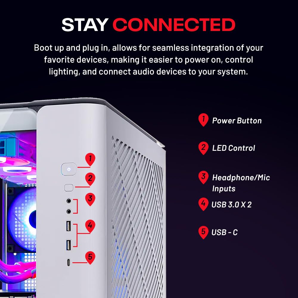 Skytech Archangel Gaming PC Desktop, Ryzen 7 5700 3.7 GHz (4.6GHz Turbo Boost), AMD RX 6600 8GB GDDR6, 1TB SSD, 16GB DDR4 RAM 3200, 650W Gold PSU, Wi-Fi, Win 11 Home