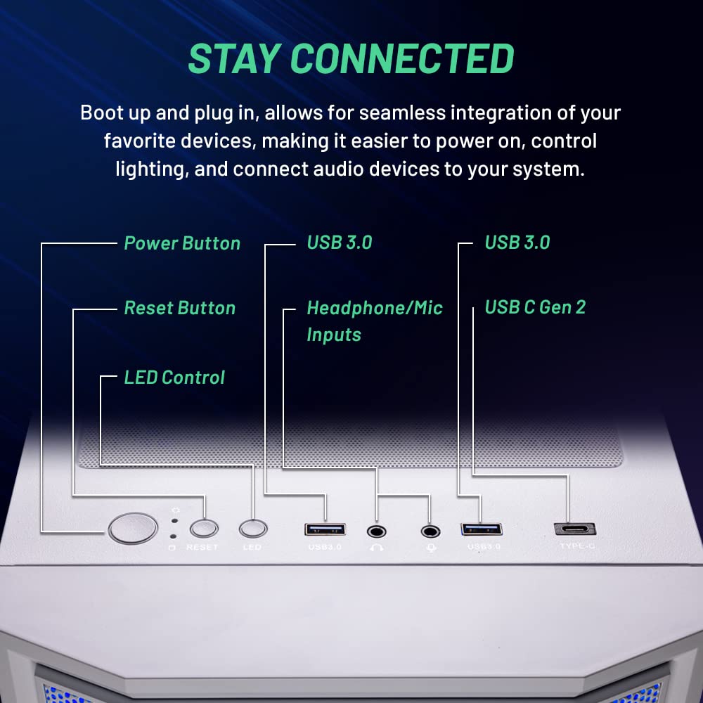 Skytech Archangel Gaming PC Desktop, Ryzen 7 5700 3.7 GHz (4.6GHz Turbo Boost), AMD RX 6600 8GB GDDR6, 1TB SSD, 16GB DDR4 RAM 3200, 650W Gold PSU, Wi-Fi, Win 11 Home