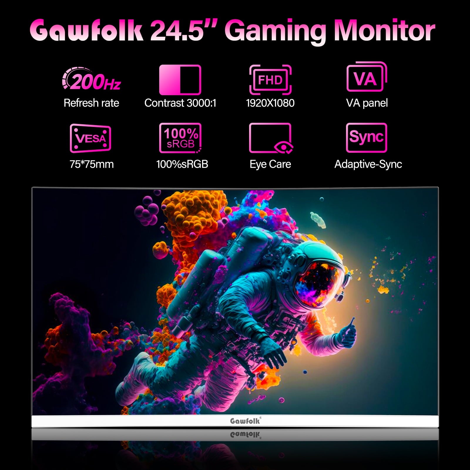 Gawfolk 24.5 inch 200Hz Gaming Monitor FHD 1080P - High Refresh Rate,