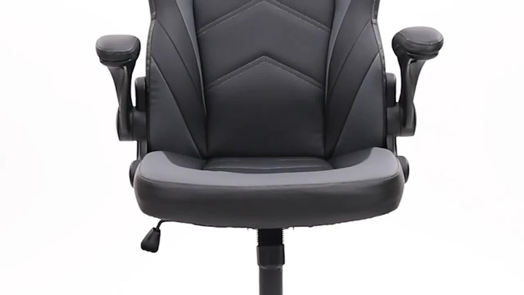 Office Desk Leather Gaming Computer Chair with Adjustable Swivel Task and Flip-up Arms for Adults