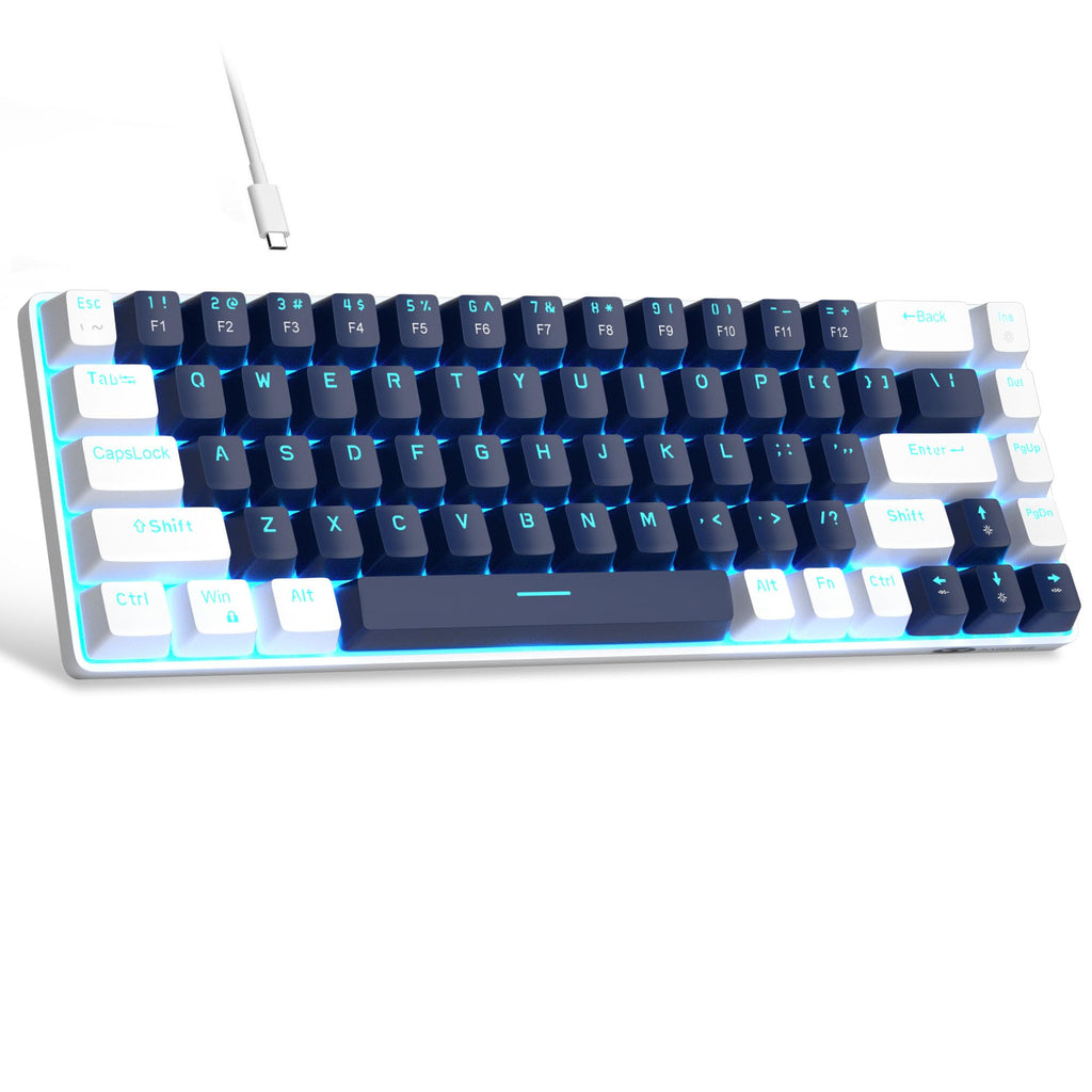 MageGee Portable 60% Mechanical Gaming Keyboard, MK-Box LED Backlit Compact 68 Keys Mini Wired Office Keyboard with Blue Switch for Windows Laptop PC Mac Black/Grey