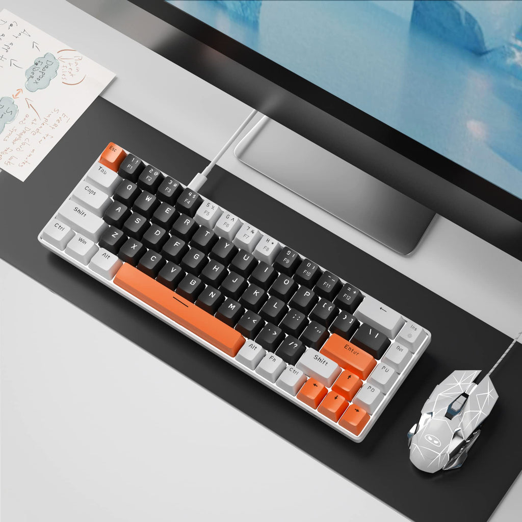 MageGee Portable 60% Mechanical Gaming Keyboard, MK-Box LED Backlit Compact 68 Keys Mini Wired Office Keyboard with Blue Switch for Windows Laptop PC Mac Black/Grey