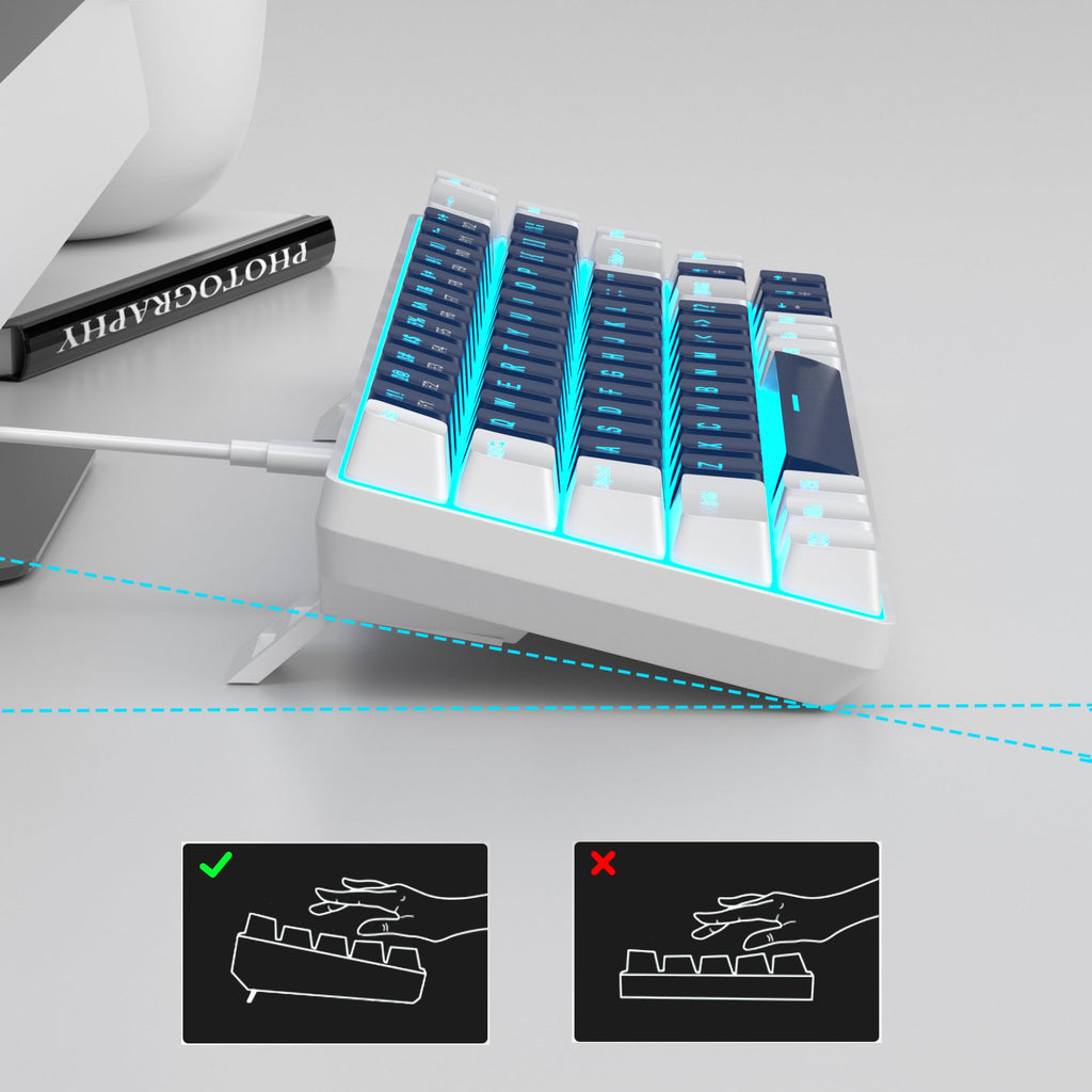 MageGee Portable 60% Mechanical Gaming Keyboard, MK-Box LED Backlit Compact 68 Keys Mini Wired Office Keyboard with Blue Switch for Windows Laptop PC Mac Black/Grey