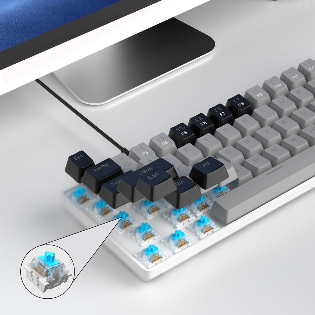 MageGee Portable 60% Mechanical Gaming Keyboard, MK-Box LED Backlit Compact 68 Keys Mini Wired Office Keyboard with Blue Switch for Windows Laptop PC Mac Black/Grey