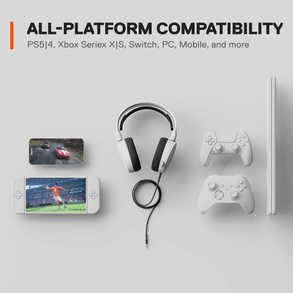 New SteelSeries Arctis Nova 1P Multi-System Gaming Headset — Hi-Fi Drivers — 360° Spatial Audio — Comfort Design — Durable — Lightweight — Noise-Cancelling Mic — PS5/PS4, PC, Xbox, Switch - White