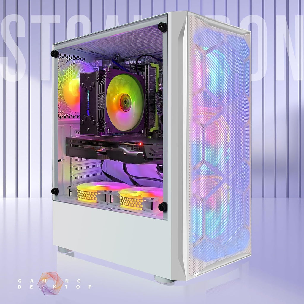 STGAubron Gaming PC Computer Desktop, Intel Core i7 up to 3.9GHz, Radeon RX 580 8G GDDR5, 16G RAM, 512G SSD, WiFi, BT 5.0, RGB Fan x6, Windows 10 Home