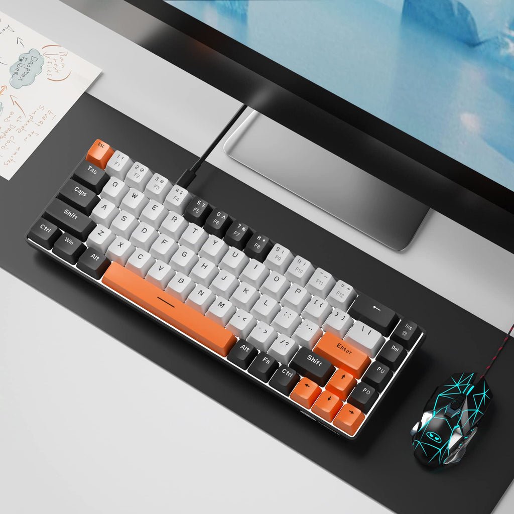 MageGee Portable 60% Mechanical Gaming Keyboard, MK-Box LED Backlit Compact 68 Keys Mini Wired Office Keyboard with Blue Switch for Windows Laptop PC Mac Black/Grey