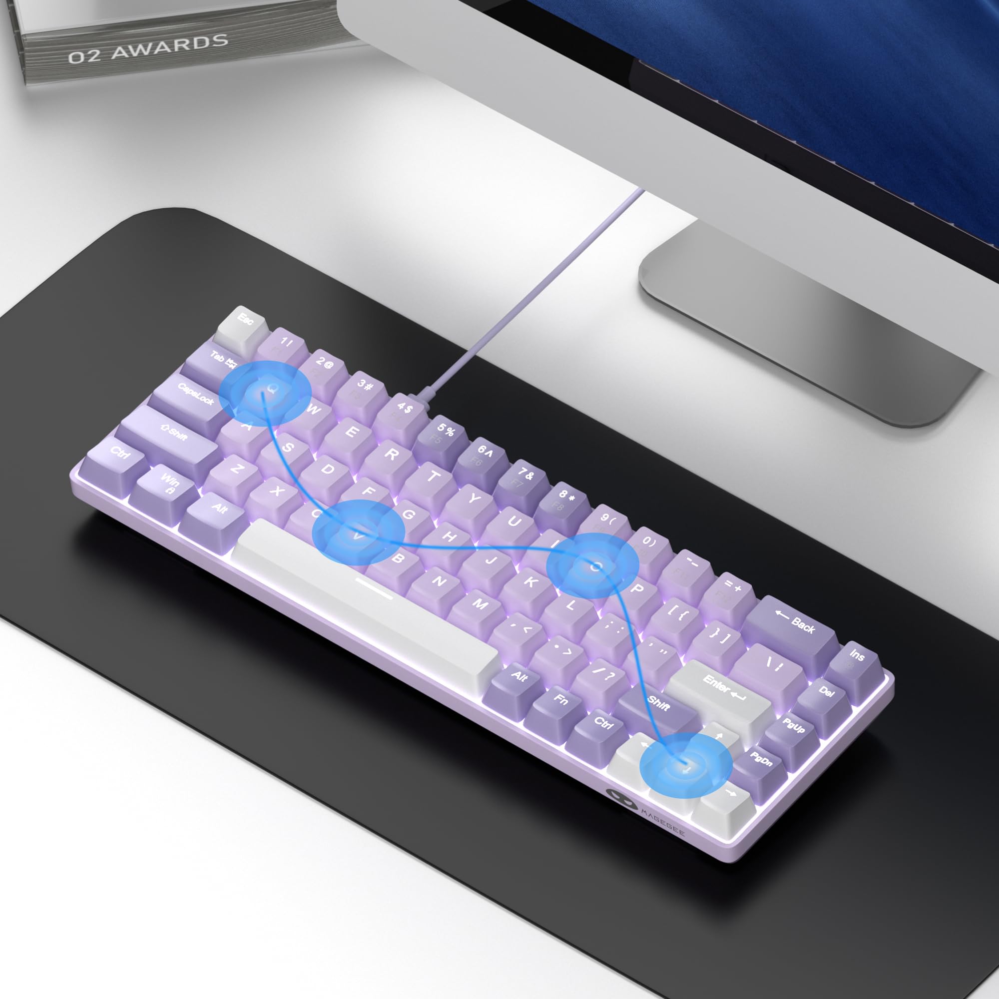 MageGee Portable 60% Mechanical Gaming Keyboard, MK-Box LED Backlit Compact 68 Keys Mini Wired Office Keyboard with Blue Switch for Windows Laptop PC Mac Black/Grey