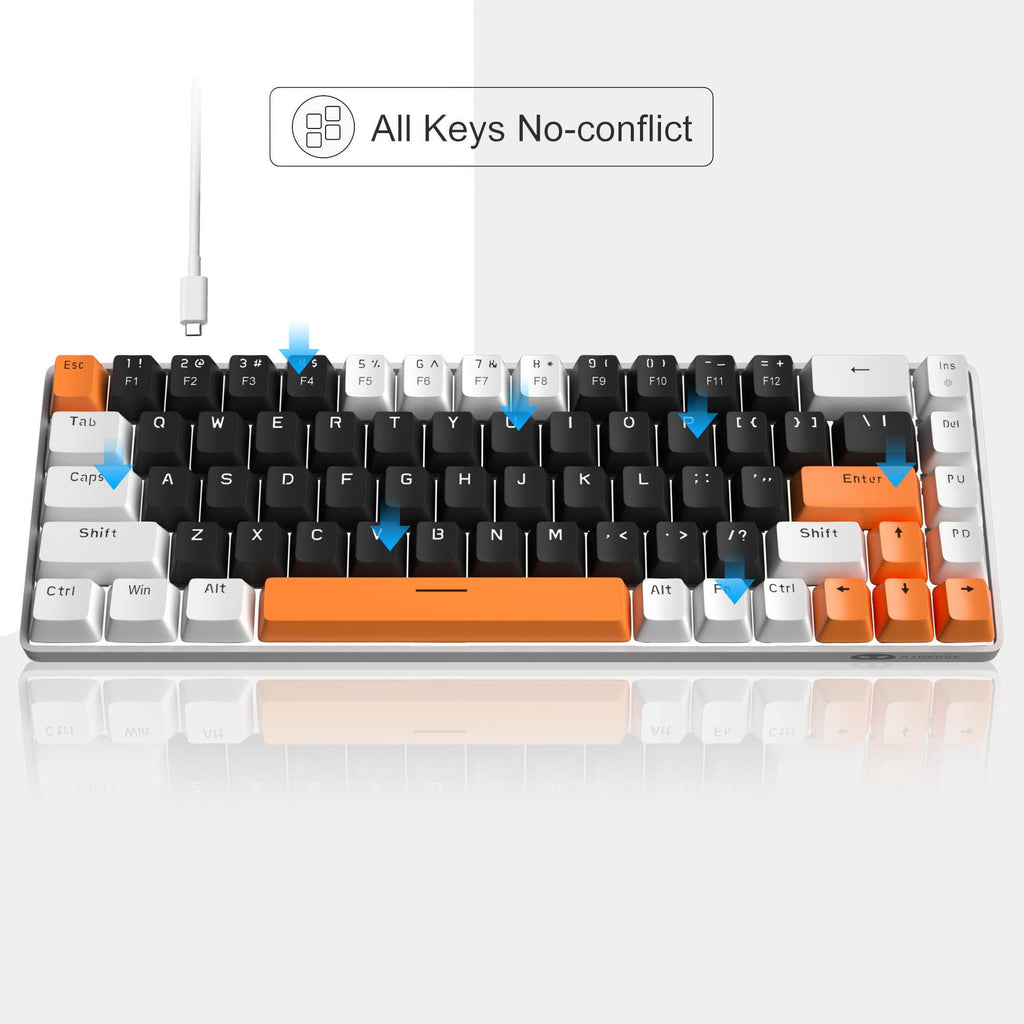 MageGee Portable 60% Mechanical Gaming Keyboard, MK-Box LED Backlit Compact 68 Keys Mini Wired Office Keyboard with Blue Switch for Windows Laptop PC Mac Black/Grey