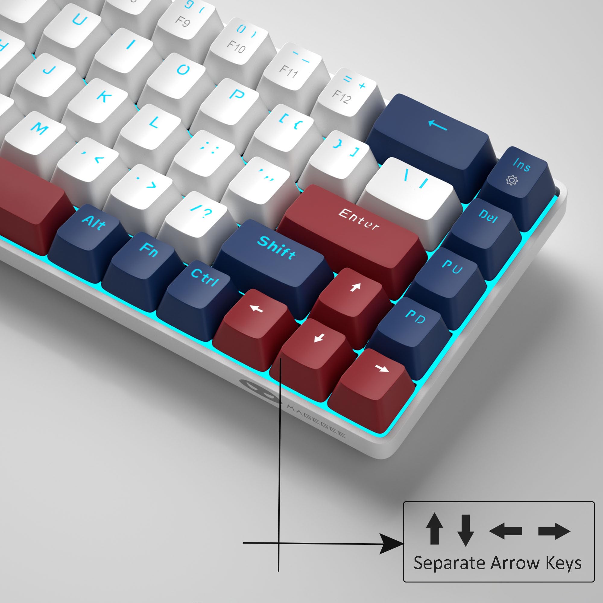 MageGee Portable 60% Mechanical Gaming Keyboard, MK-Box LED Backlit Compact 68 Keys Mini Wired Office Keyboard with Blue Switch for Windows Laptop PC Mac Black/Grey