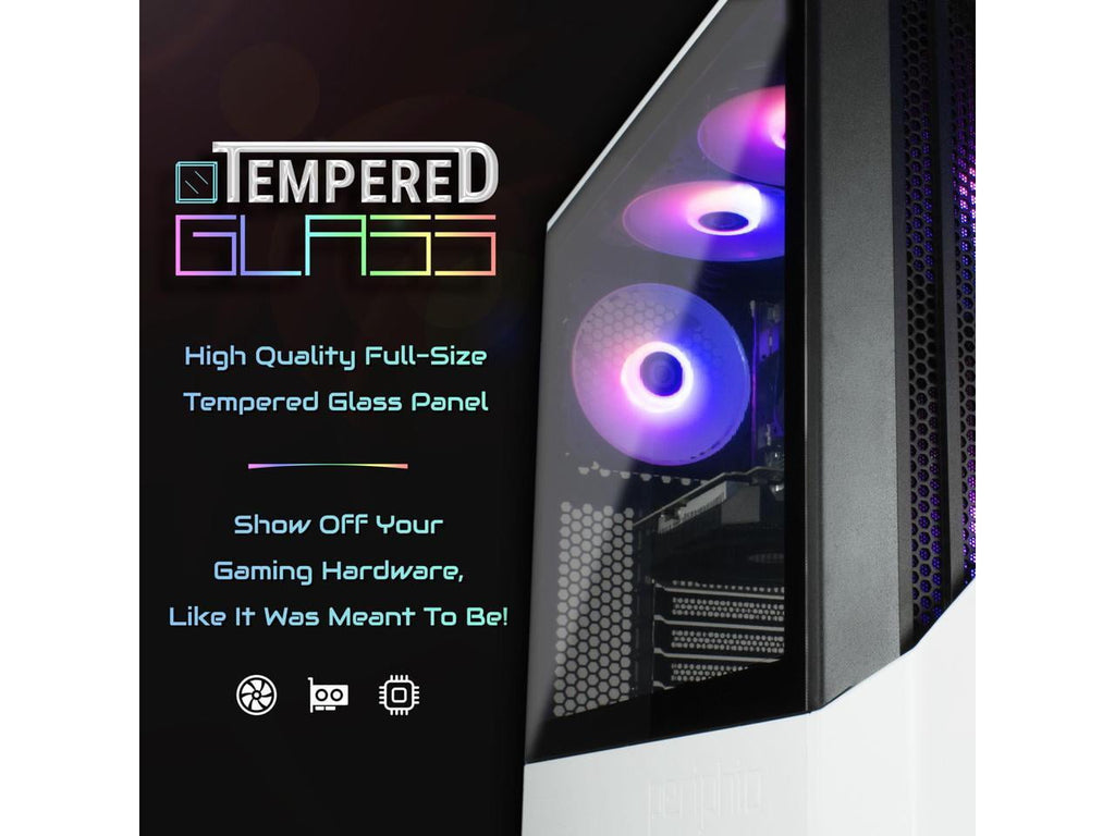 Periphio Castle Gaming Desktops, AMD Ryzen 5 5600G, 16GB, 1TB SSD, Whi