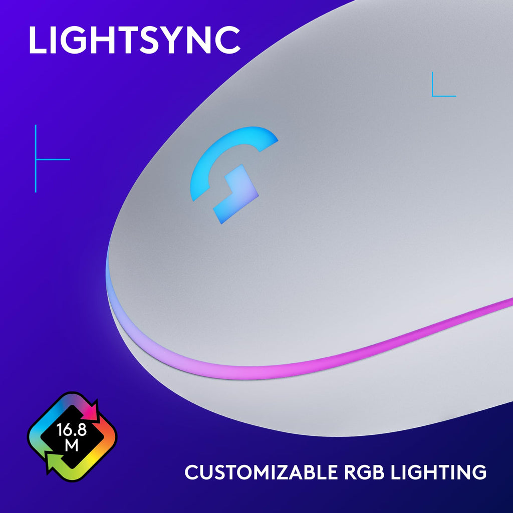 Logitech G203 Wired Gaming Mouse, 8,000 DPI, Rainbow Optical Effect LIGHTSYNC RGB, 6 Programmable Buttons, On-Board Memory, Screen Mapping, PC/Mac Computer and Laptop Compatible - Black