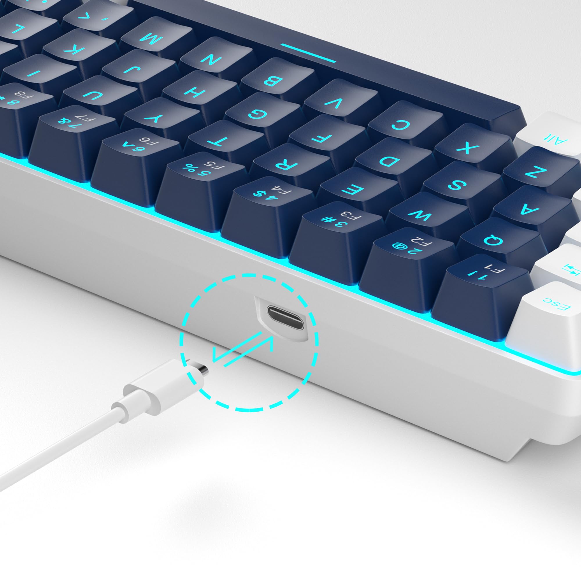 MageGee Portable 60% Mechanical Gaming Keyboard, MK-Box LED Backlit Compact 68 Keys Mini Wired Office Keyboard with Blue Switch for Windows Laptop PC Mac Black/Grey
