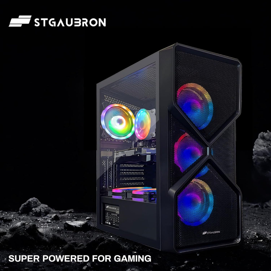 STGAubron Gaming PC Computer Desktop, Intel Core i7 up to 3.9GHz, Radeon RX 580 8G GDDR5, 16G RAM, 512G SSD, WiFi, BT 5.0, RGB Fan x6, Windows 10 Home