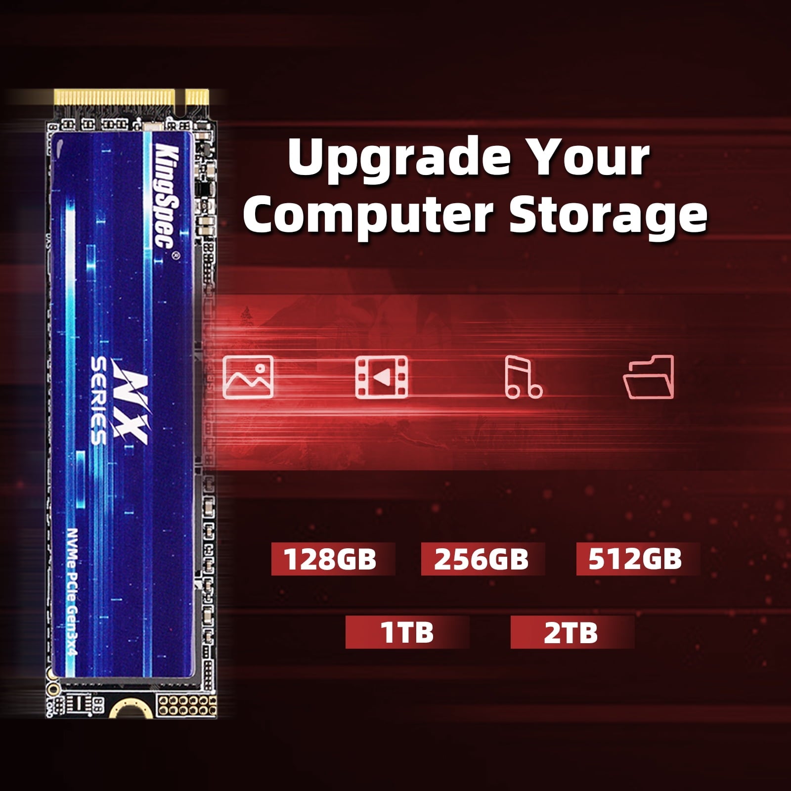 KingSpec NX 512GB Gen3x4 NVMe M.2 SSD -Up to 3500MB/s, 3D NAND Flash M