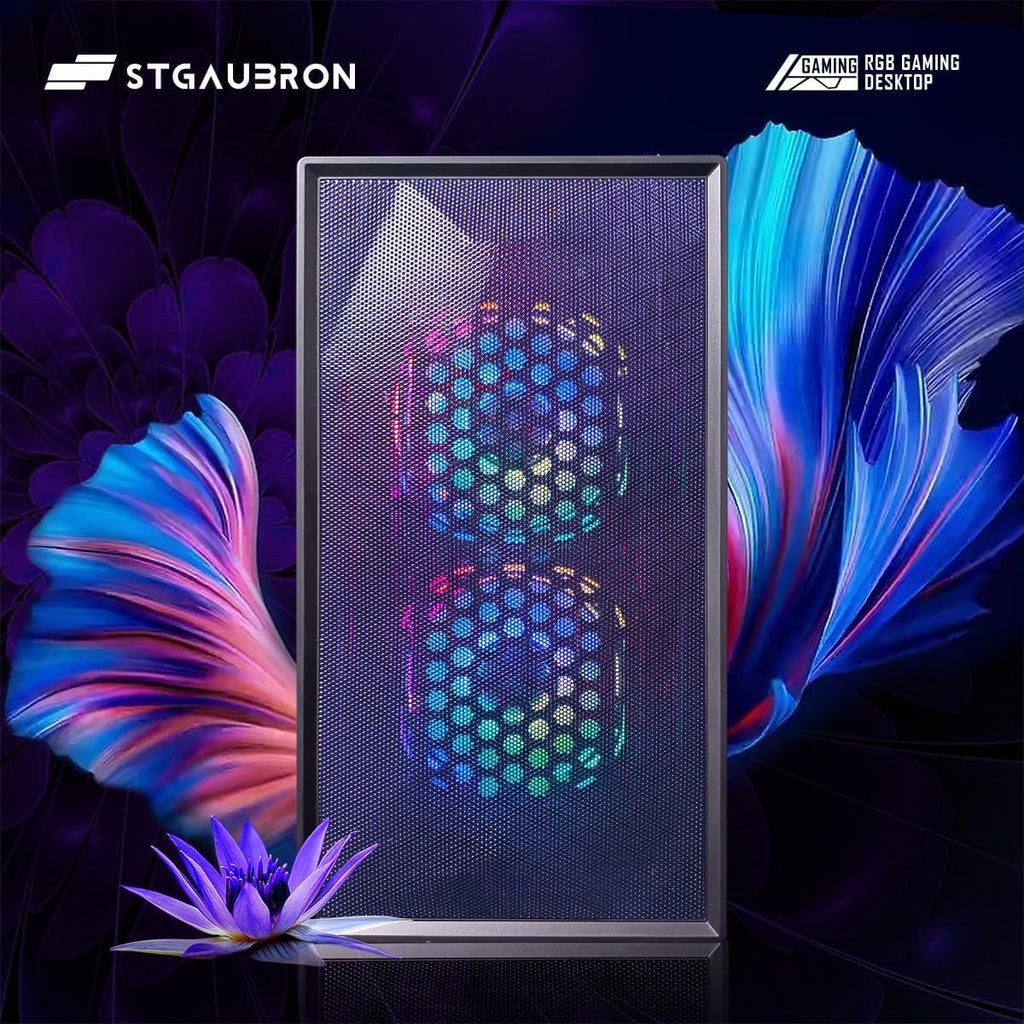 STGAubron Gaming PC Computer Desktop, Intel Core i7 up to 3.9GHz, Radeon RX 580 8G GDDR5, 16G RAM, 512G SSD, WiFi, BT 5.0, RGB Fan x6, Windows 10 Home