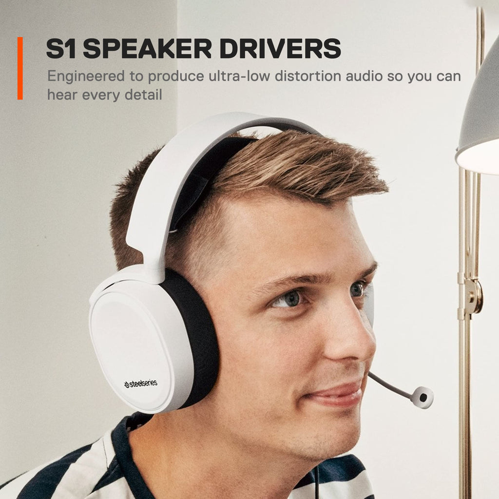 New SteelSeries Arctis Nova 1P Multi-System Gaming Headset — Hi-Fi Drivers — 360° Spatial Audio — Comfort Design — Durable — Lightweight — Noise-Cancelling Mic — PS5/PS4, PC, Xbox, Switch - White