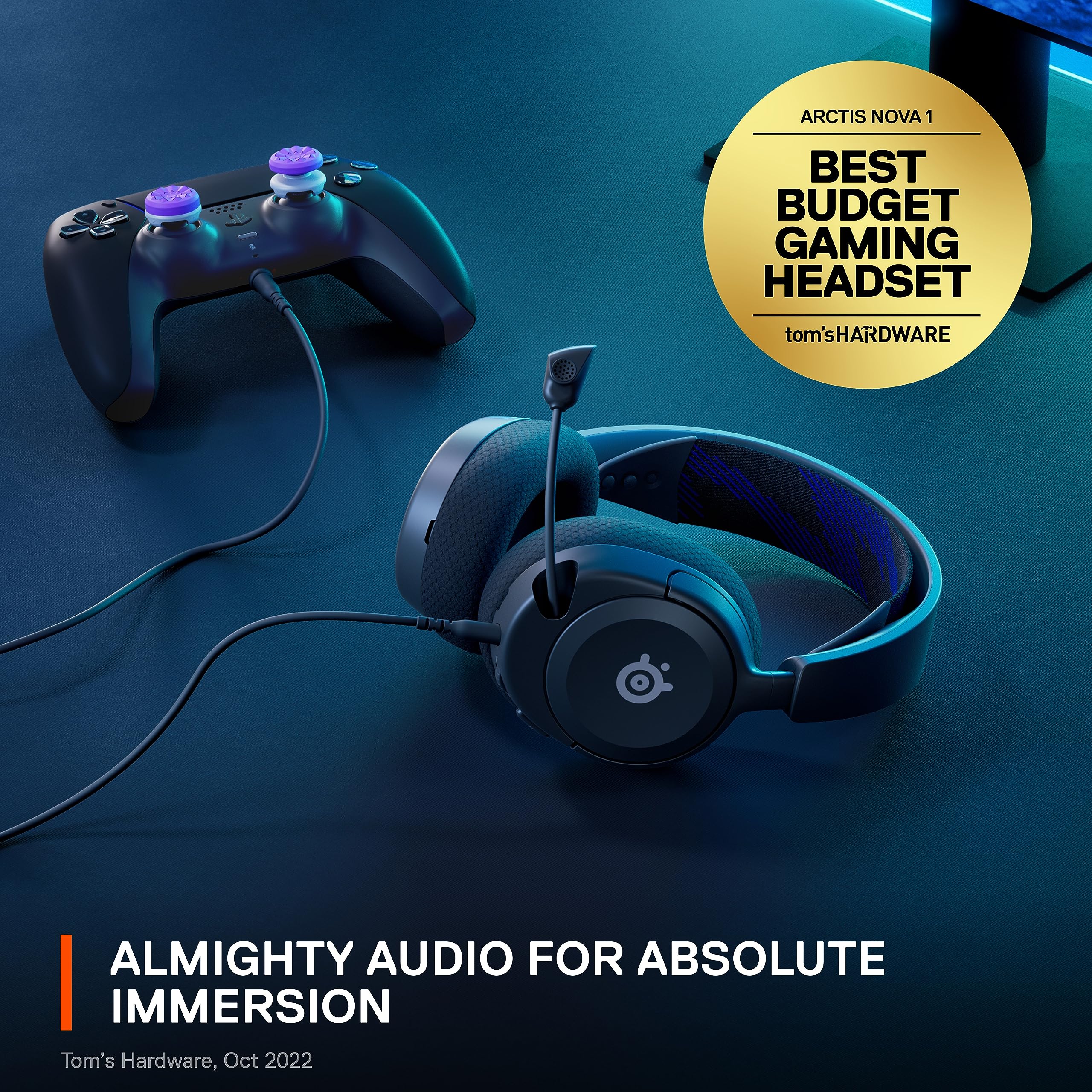 New SteelSeries Arctis Nova 1P Multi-System Gaming Headset — Hi-Fi Drivers — 360° Spatial Audio — Comfort Design — Durable — Lightweight — Noise-Cancelling Mic — PS5/PS4, PC, Xbox, Switch - White