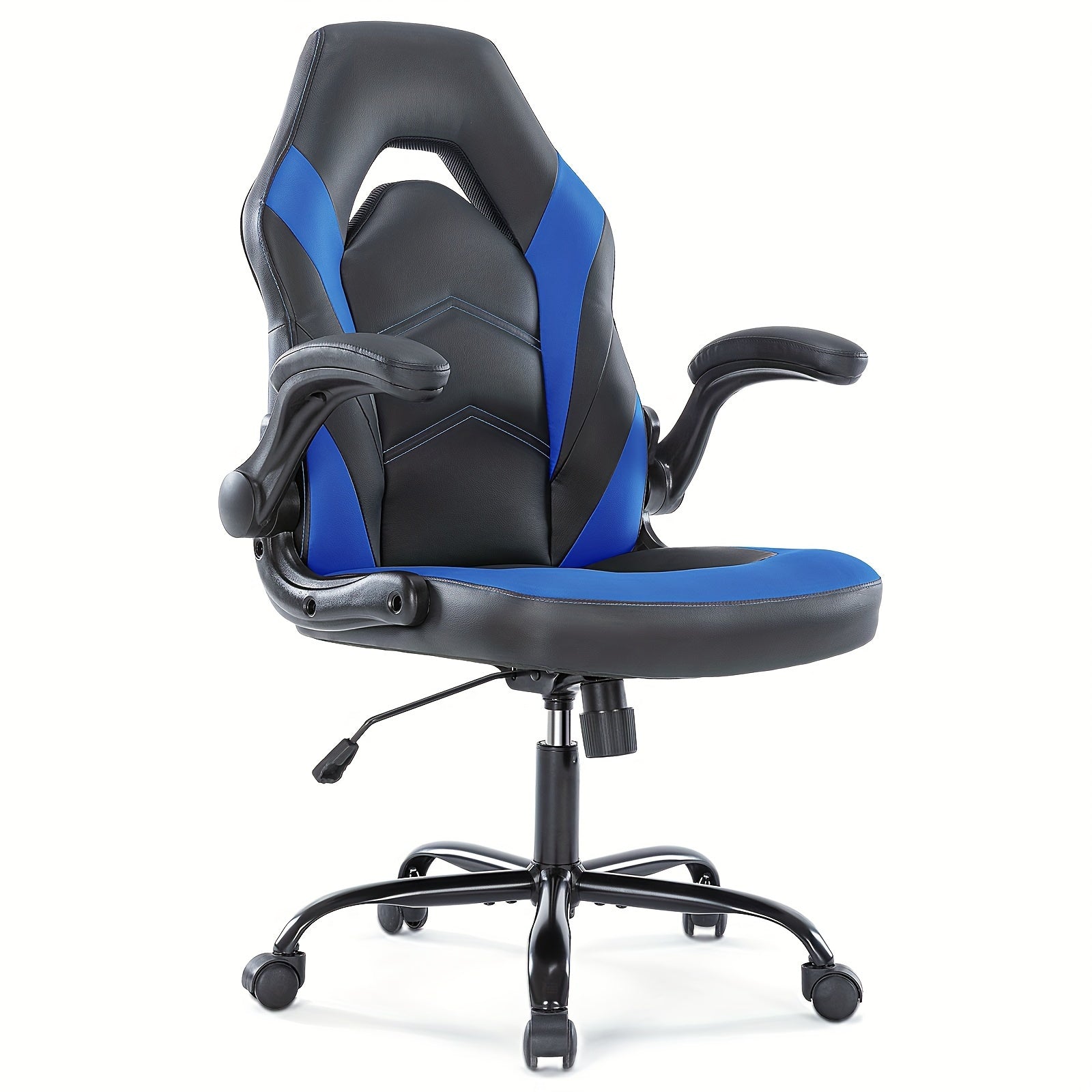 Office Desk Leather Gaming Computer Chair with Adjustable Swivel Task and Flip-up Arms for Adults